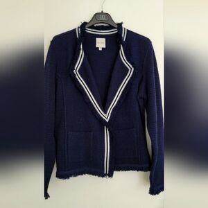 Nic+Zoe Ribbon Jacket, Deep Navy w/white ribbon trim. Size XL. Never worn.